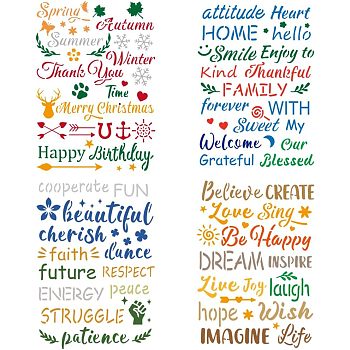 PET Hollow out Drawing Painting Stencils Sets for Kids Teen Boys Girls, for DIY Scrapbooking, School Projects, Word, 29.7x21cm, 4 sheets/set