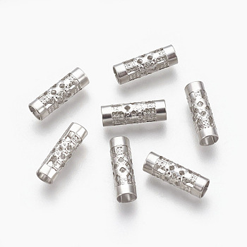 304 Stainless Steel Beads, Column, Stainless Steel Color, 12x4mm, Hole: 3mm