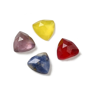 Natural Mixed Stone Cabochons, Faceted, Triangle, Mixed Dyed and Undyed, 7x7x3mm
