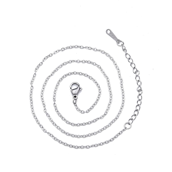 304 Stainless Steel Cable Chains Necklace for Men Women, Stainless Steel Color, Wide: 1.5mm, 15.75 inch(40cm)