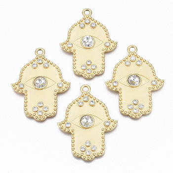 Alloy Big Pendants, with Crystal Rhinestone, Cadmium Free & Nickel Free & Lead Free, Real 14k Gold Plated, 66.5x49.5x7.5mm, Hole: 4.5mm