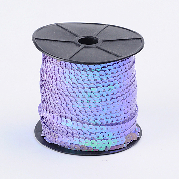 Plastic Paillette/Sequins Chain Rolls, AB Color, Lavender, 6mm