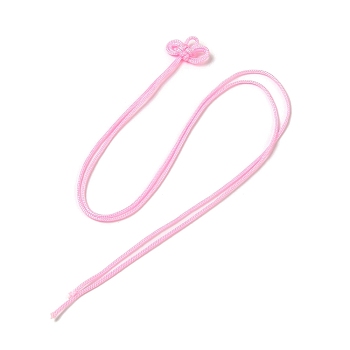 Nylon Lucky Knot Cord Amulet Yuki Pendant Decorations,  for Lucky Charm Knot, Pearl Pink, 392~400mm
