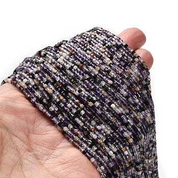 Natural Purple Fluorite Beads Strands, Faceted, Table Cut Cube Beads, 2x2x2mm, Hole: 0.5mm, about 179pcs/strand, 14.96''(38cm)
