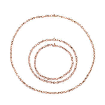 6Pcs 3 Style 304 Stainless Steel Cable Chain Jewelry Making Sets, for DIY Necklaces Bracelets & Anklets, Rose Gold, 17.71"(45cm), 9-7/8 inch(25cm), 7-7/8 inch(20cm), 2pcs/style, 6pcs/set
