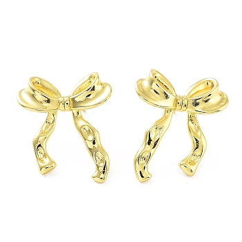 Bowknot Rack Plating Brass Studs Earrings for Women, Long-Lasting Plated, Lead Free & Cadmium Free, Real 18K Gold Plated, 22.5x19.5mm