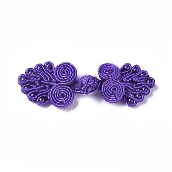 Handmade Chinese Frogs Knots Buttons Sets, Polyester Button, Blue Violet, 19~23x65~70x5mm
