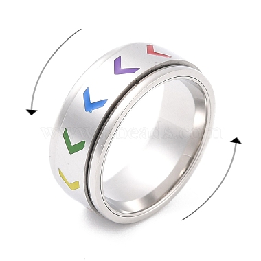 Non-Tarnish 304 Stainless Steel Rainbow Heart Spinner Ring(RJEW-C019-03P)-2