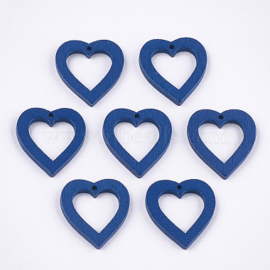 Marine Blue Heart Wood Pendants