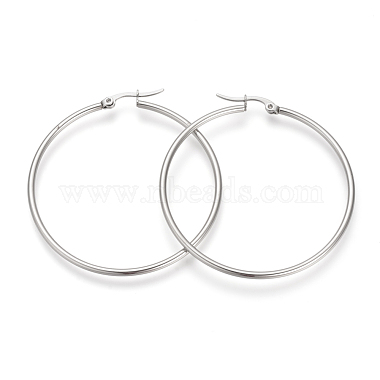 201 Stainless Steel Hoop Earrings(X-MAK-R018-50mm-S)-2