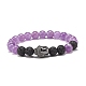 Natural Mixed Stone & Natural Lava Rock Round Beads Energy Power Stretch Bracelet for Girl Women(BJEW-JB07041)-2