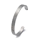 Carved Word Amulet 304 Stainless Steel Cuff Bangles(BJEW-P307-04P)-1