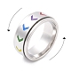 Non-Tarnish 304 Stainless Steel Rainbow Heart Spinner Ring(RJEW-C019-03P)-2