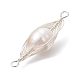 Natural Cultured Freshwater Pearl Copper Wire Wrapped Connector Charms(PALLOY-JF02519-01)-4