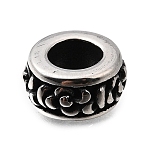 304 Stainless Steel European Beads, Large Hole Beads, Rondelle, Antique Silver, 10.5x5.5mm, Hole: 5.5mm(STAS-H263-18AS)