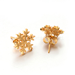 Ion Plating(IP) 304 Stainless Steel Ear Studs, Hypoallergenic Earrings, Snowflake, Golden, 12x12mm, Pin: 0.8mm(EJEW-P045-01G)