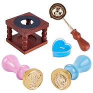 CRASPIRE DIY Stamp Making Kits, Including Wax Seal Stamp Set, Pear Wood Handle and Brass Wax Seal Stamp Heads, Mixed Patterns, 2.5x1.4cm, 2pcs/bag(DIY-CP0003-89F)