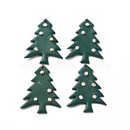 Handmade Polymer Clay Pendants, Christmas Tree, Dark Green, 43~45x34x4~5mm, Hole: 1.6mm(CLAY-T017-22)
