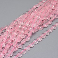 Natural Rose Quartz Beads Strands, Faceted, Flat Round, 5.5~6.5x3.5mm, Hole: 0.8mm, about 62pcs/strand, 14.96~15.03 inch(38~38.2cm)(G-I249-A15)