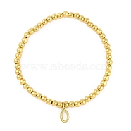 Brass Pendants Bracelets, Real 18K Gold Plated, Letter O, 0.16 inch(0.4cm), Inner Diameter: 2.17 inch(5.5cm), pendant: 10~10.5x2.5~8mm(BJEW-B105-01G-O)