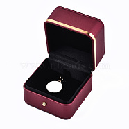 Imitation Leather Pendant Box, Jewelry Storage Case, for Wedding, Engagement, Anniversary Party, Square, Brown, 7.7x7.7x6.5cm(LBOX-S001-004)
