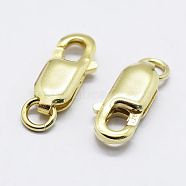 925 Sterling Silver Lobster Claw Clasps, Carved 925, Golden, 10.5mm, Hole: 1mm(X-STER-K167-075A-G)