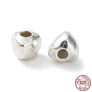 925 Sterling Silver Bead,  Triangle, Silver, 2.5x3x3mm, Hole: 0.9mm(STER-H106-04S)