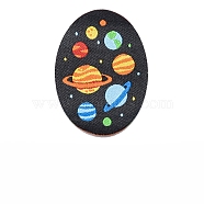 Pattern Computerized Embroidery Cloth Iron on Patches, Stick On Patch, Costume Accessories, Appliques, Oval with Planet, 57x41mm(WG26221-03)