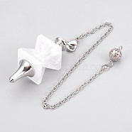 Natural Quartz Crystal Dowsing Pendulums, with Platinum Tone Brass Findings, Trapezoid, 235mm, Hole: 2mm(KK-F756-09M)