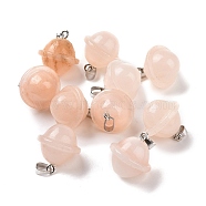 Natural Pink Aventurine Pendants, Planet Charms, with Platinum Plated Alloy Snap on Bails, 19.5~21.5x18~18.5mm, Hole: 5.5x3.3mm(G-B041-01P-17)