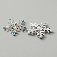 Christmas Alloy Rhinestone Cabochons, Snowflake, Platinum, 25x3.3mm(ALRI-WH0008-26)