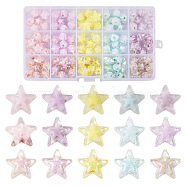 Pandahall 120Pcs 15 Style Transparent Acrylic Beads, Frosted, AB Color, Bead in Bead, Star, Mixed Color, 15.5x16x9.5mm, Hole: 3mm, about 8pcs/color(TACR-TA0006-04)