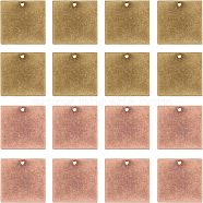 Metal Tags, Brass Stamping Blank Tag Pendants, Square, Mixed Color, 20x20x0.5mm, Hole: 1mm, 2 colors, 20pcs/color, 40pcs/box(KK-FH0001-20)