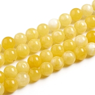 Natural White Jade Beads Strands, Imitation Amber Color, Dyed, Round, Gold, 8mm, Hole: 0.8mm, about 47pcs/strand, 14.96 inch(38cm)(X-G-G843-01-8mm)