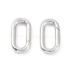 Anti-Tarnish Rhodium Plated 925 Sterling Silver Spring Gate Rings, Oval, Platinum, 17.5x9x2mm, Inner Diameter: 12.5x4.5mm(STER-K173-24P)