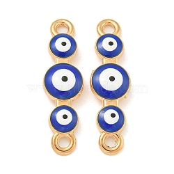 Alloy Enamel Links Connector Charms, Golden, Blue, Evil Eye, 26x7.5x2.5mm, Hole: 1.8mm(ENAM-S003-01E)