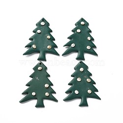 Handmade Polymer Clay Pendants, Christmas Tree, Dark Green, 43~45x34x4~5mm, Hole: 1.6mm(CLAY-T017-22)