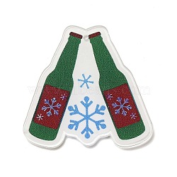 Christmas Theme Opaque Acrylic Pendants, beer, 39.5x40.5x1.5mm, Hole: 1.6mm(SACR-Z004-04E)