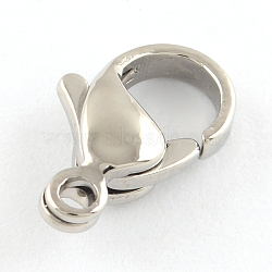 Tarnish Resistant Polished 316 Surgical Stainless Steel Lobster Claw Clasps, Parrot Trigger Clasps, Stainless Steel Color, 12x7x3.5mm, Hole: 1mm(X-STAS-R072-13A)