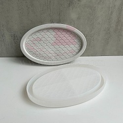 Oval DIY Silicone Jewelry Plate Molds, Resin Casting Molds, for UV Resin & Epoxy Resin Craft Making, Scales, 202x128x17mm(SIMO-P003-01A)