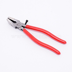 Steel Glass Running Pliers, Flat Nose Glass Trimming Pliers, with Adjustable Screw, Red, 205x55x28mm(TOOL-WH0121-71)