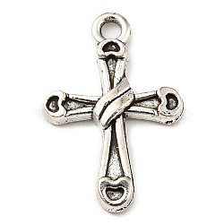 Tibetan Style Alloy Pendants, Cross, Antique Silver, 20x13x2.5mm, Hole: 1.6mm, 625pcs/500g(PALLOY-P293-182)