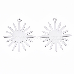 201 Stainless Steel Filigree Pendants, Etched Metal Embellishments, Flower, Stainless Steel Color, 25x22x0.3mm, Hole: 1.4mm(STAS-S118-005P)