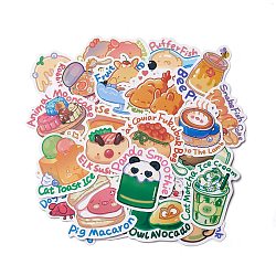 Cartoon Animal & Food Paper Stickers Set, Waterproof Adhesive Label Stickers, for Water Bottles, Laptop, Luggage, Cup, Computer, Mobile Phone, Skateboard, Guitar Stickers Decor, Mixed Color, 3.5~8x3.6~5.9x0.02cm, 50pcs/bag(DIY-M031-51)