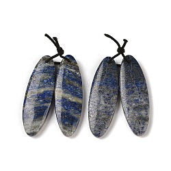 2Pcs Natural Lapis Lazuli Pendants, Gems Charms, Oval, 40x13x4mm, Hole: 1mm(G-A228-02G)