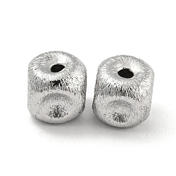 Brass Textured Beads, Square, Real Platinum Plated, 8x8x8mm, Hole: 2mm(KK-P258-04B-P)