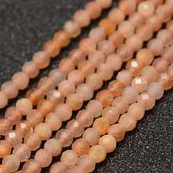 Natural Sunstone Beads Strands, Faceted, Round, 2mm, Hole: 0.5mm, about 178pcs/strand, 15.3 inch(39cm)(X-G-K182-2mm-13)