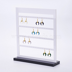 Acrylic Organic Glass Earrings Displays, Multi-Tier Earring Display Stand, for Hanging Earrings, Rectangle, White, 25x7.5x30.2cm(EDIS-F002-01)