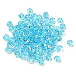 Electroplate Glass Beads, Rondelle, Cyan, 6x4mm, Hole: 1.4mm, 100pcs/bag(EGLA-Z004-01A-01)