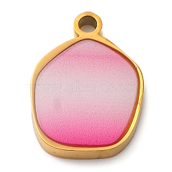 304 Stainless Steel Enamel Charms, Polygon Charm, Ion Plating(IP), Golden, 14.5x10.5x2mm, Hole: 1.6mm(STAS-M105-29G)